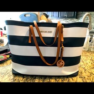 Michael Kors stripped tote - navy blue/white